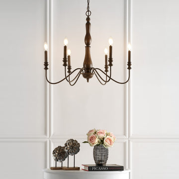 Victoria 29" Rustic Midcentury Iron LED Chandelier - JONATHAN Y